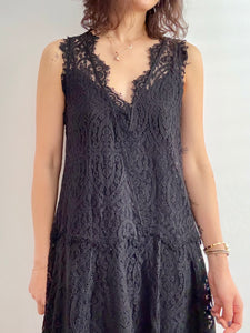 Mini black lace dress