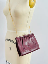 Load image into Gallery viewer, Vintage burgundy leather clutch/crossbody bag
