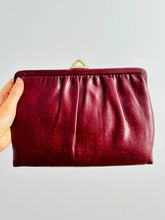 Load image into Gallery viewer, Vintage burgundy leather clutch/crossbody bag
