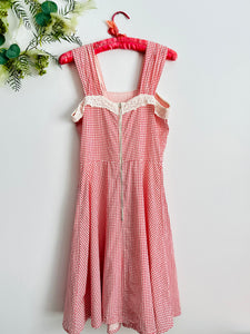 Vintage 1940s red gingham day dress