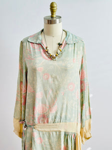 Vintage 1920s Pastel Silk Flapper Dress