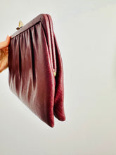 Load image into Gallery viewer, Vintage burgundy leather clutch/crossbody bag
