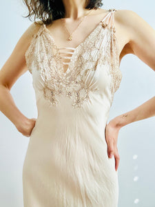 Vintage 1930s silk lace slip