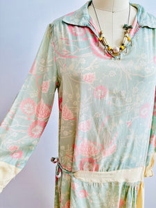 Vintage 1920s Pastel Silk Flapper Dress