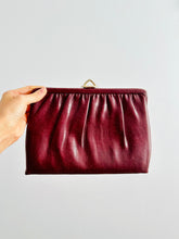 Load image into Gallery viewer, Vintage burgundy leather clutch/crossbody bag
