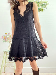 Mini black lace dress