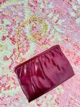 Load image into Gallery viewer, Vintage burgundy leather clutch/crossbody bag
