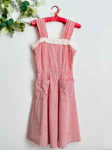 Vintage 1940s red gingham day dress