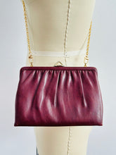 Load image into Gallery viewer, Vintage burgundy leather clutch/crossbody bag
