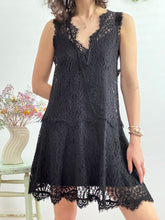 Load image into Gallery viewer, Mini black lace dress
