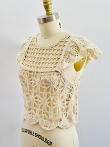 Vintage White Crochet Lace Top