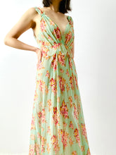 Load image into Gallery viewer, Vintage 1930s style seafoam floral silk chiffon dress
