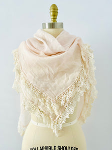 Vintage pastel pink lace scarf/shawl