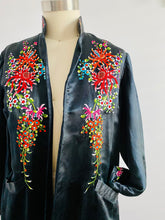 Load image into Gallery viewer, Vintage 1930s Black Satin Chinese Embroidered Duster
