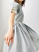 Load image into Gallery viewer, Vintage 1940s Asymmetrical Buttons Striped Dress
