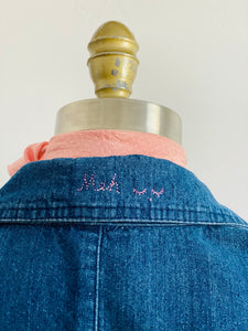 Vintage 1970s blue denim with novelty embroidery