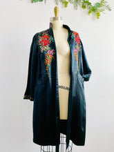 Load image into Gallery viewer, Vintage 1930s Black Satin Chinese Embroidered Duster
