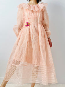 Vintage pink 1950s sheer organza dress