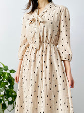 Load image into Gallery viewer, Vintage polka dots dress with ribbon neck ties
