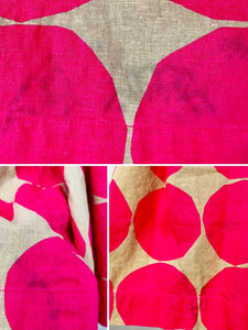 Hot Pink Circle Pattern Wide Leg Pants Linen Cotton Blend