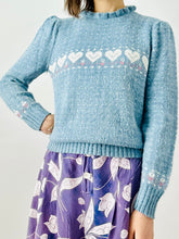 Load image into Gallery viewer, Vintage pastel blue HEART sweater
