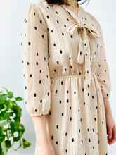 Load image into Gallery viewer, Vintage polka dots dress with ribbon neck ties
