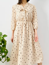 Load image into Gallery viewer, Vintage polka dots dress with ribbon neck ties
