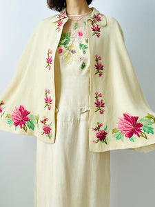 Vintage 1920s embroidered floral cape