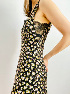 Vintage style floral slip dress with lace