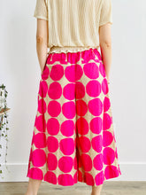 Load image into Gallery viewer, Hot Pink Circle Pattern Wide Leg Pants Linen Cotton Blend
