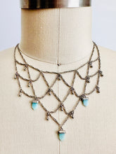 Load image into Gallery viewer, Vintage style silver chain bib necklace
