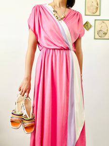Reserved…Vintage 1970s pastel pink color-block dress