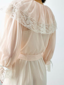 Vintage pastel pink bed jacket lingerie top