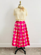 Load image into Gallery viewer, Hot Pink Circle Pattern Wide Leg Pants Linen Cotton Blend
