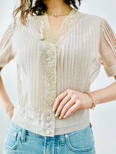 Load image into Gallery viewer, Vintage 1940s semi sheer pleated top
