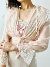 Load image into Gallery viewer, Vintage pastel pink bed jacket lingerie top
