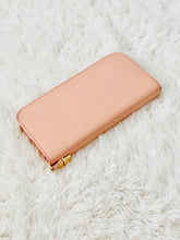 Load image into Gallery viewer, vintage pink YSL wallet with gold buckle and zipper 
