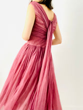 Load image into Gallery viewer, Vintage 1950s deep mauvey pink color beaded dress
