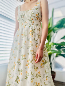 Lemon print floral dress