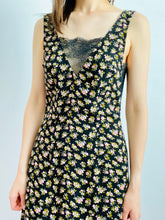 Load image into Gallery viewer, Vintage style floral slip dress with lace
