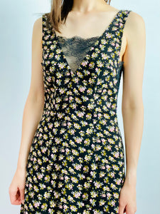 Vintage style floral slip dress with lace