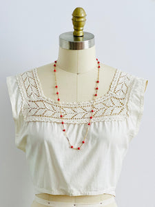 1910s Edwardian White Crochet Lace top