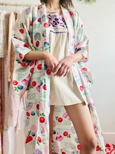 Vintage Japanese Kimono Floral Robe