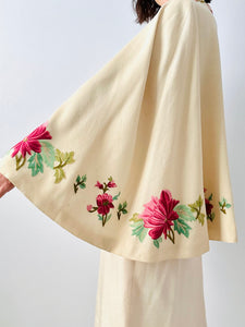 Vintage 1920s embroidered floral cape