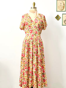 Vintage daisy floral print dress