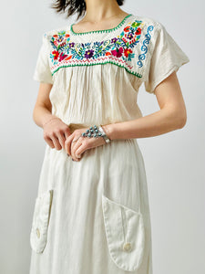 Vintage Embroidered Top/ Peasant Blouse