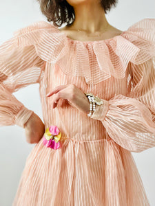 Vintage pink 1950s sheer organza dress