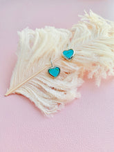 Load image into Gallery viewer, Vintage Heart Shaped Turquoise Blue Earrings
