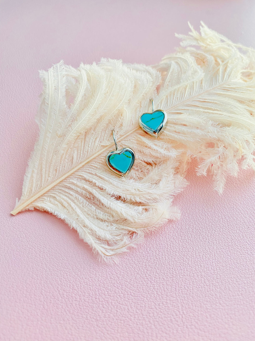 Vintage Heart Shaped Turquoise Blue Earrings