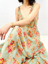 Load image into Gallery viewer, Vintage 1930s style seafoam floral silk chiffon dress
